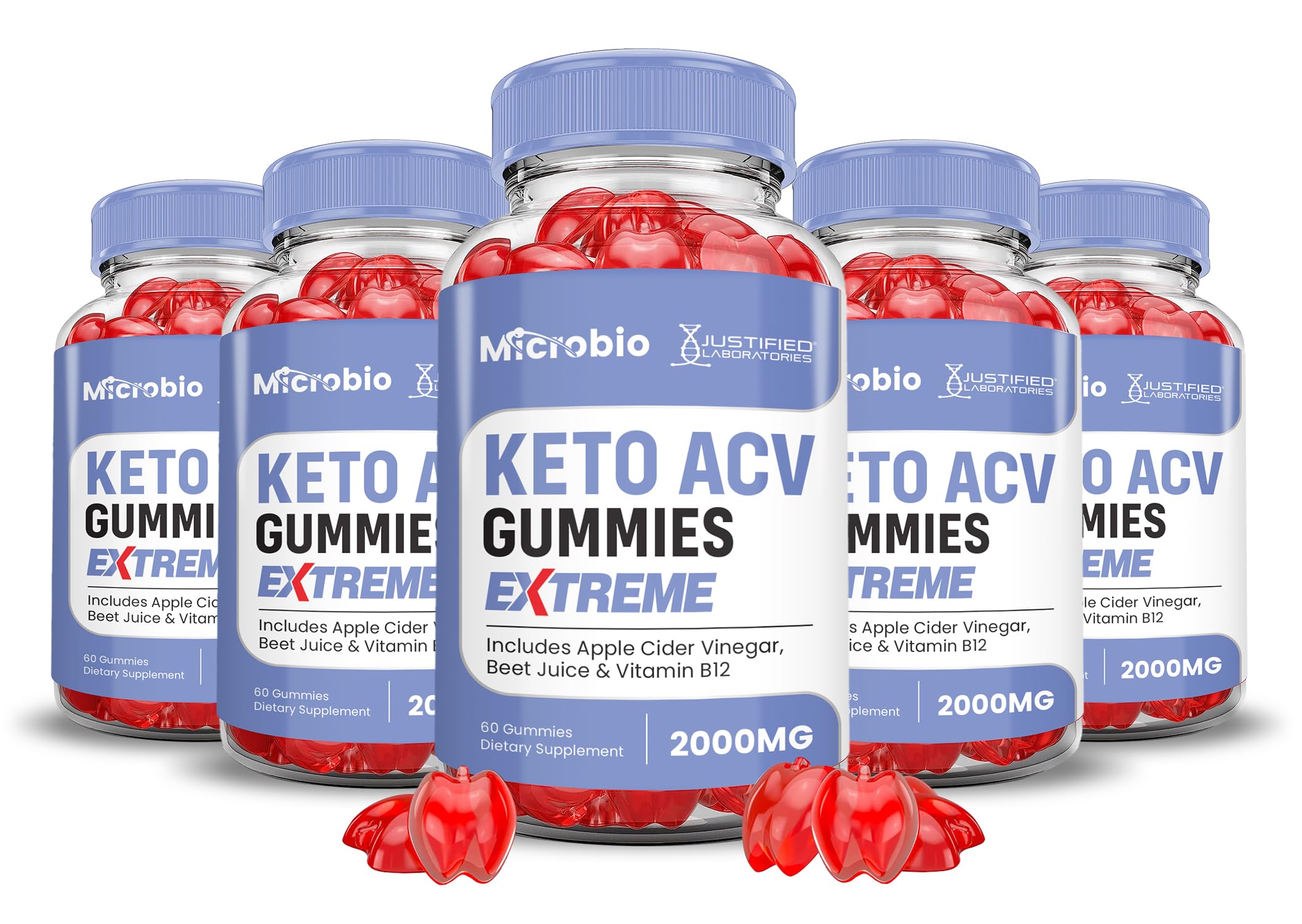 Justified Laboratories Microbio Keto ACV Gummies bottle on shelf for daily convenience.