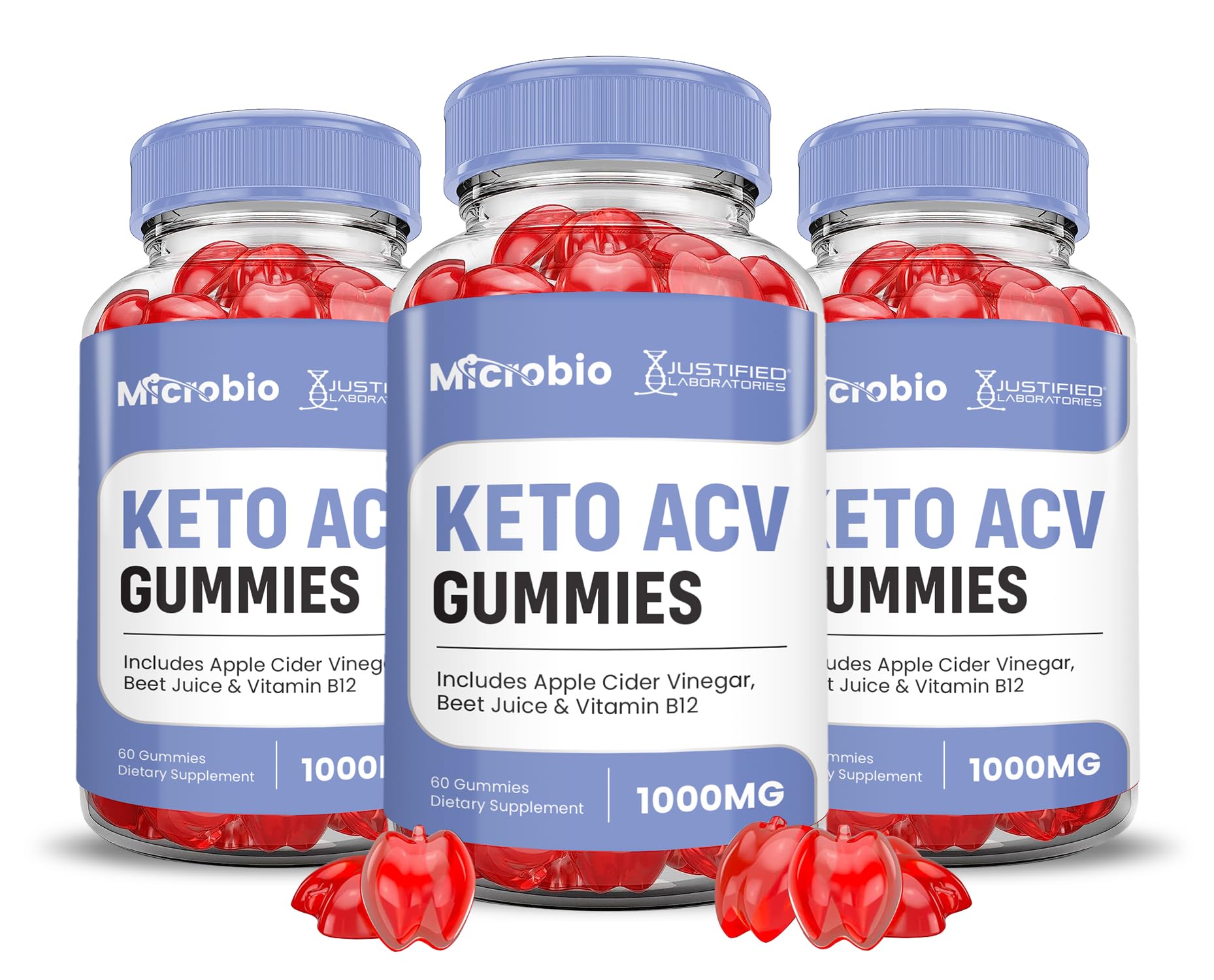 Justified Laboratories Microbio Keto ACV Gummies bottle for daily wellness.