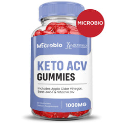 Justified Laboratories Microbio Keto ACV Gummies close-up, showing chewy texture.
