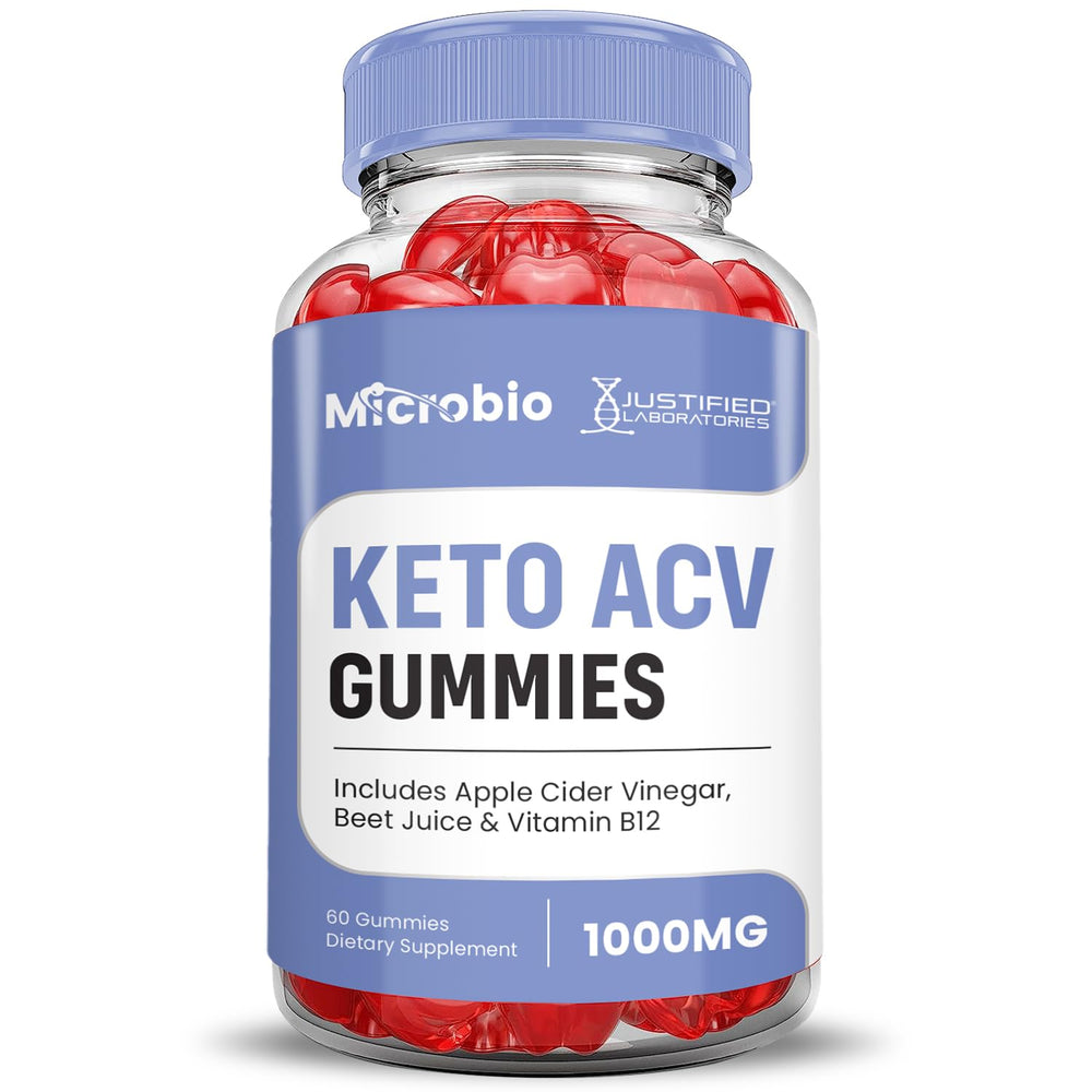 Justified Laboratories Microbio Keto ACV Gummies label highlights vegan and gluten-free options.