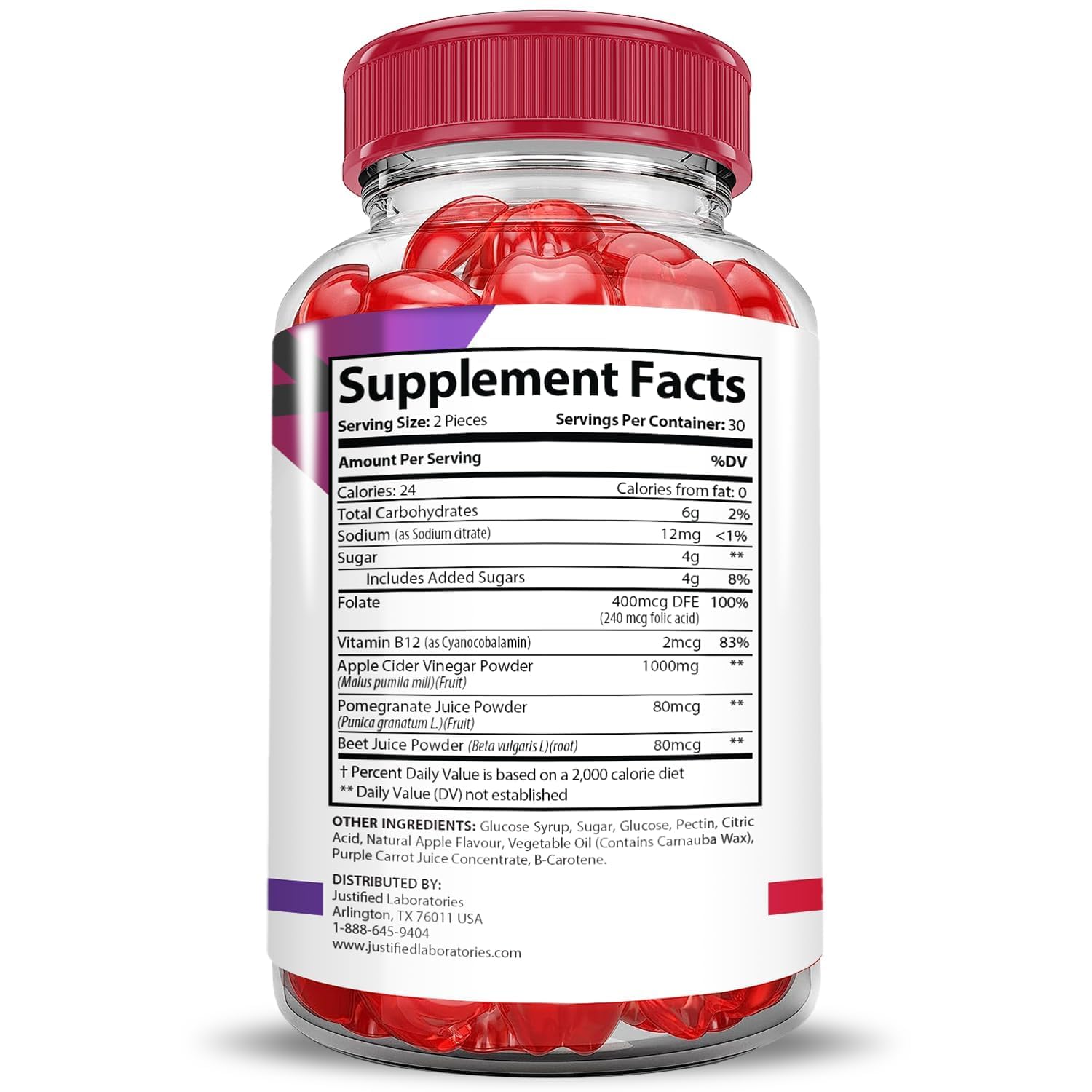 Justified Laboratories Premier Keto ACV Gummies 2-pack highlights convenient daily use.