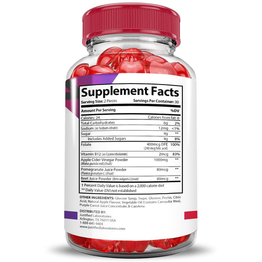 Justified Laboratories Premier Keto ACV Gummies 2-pack highlights convenient daily use.