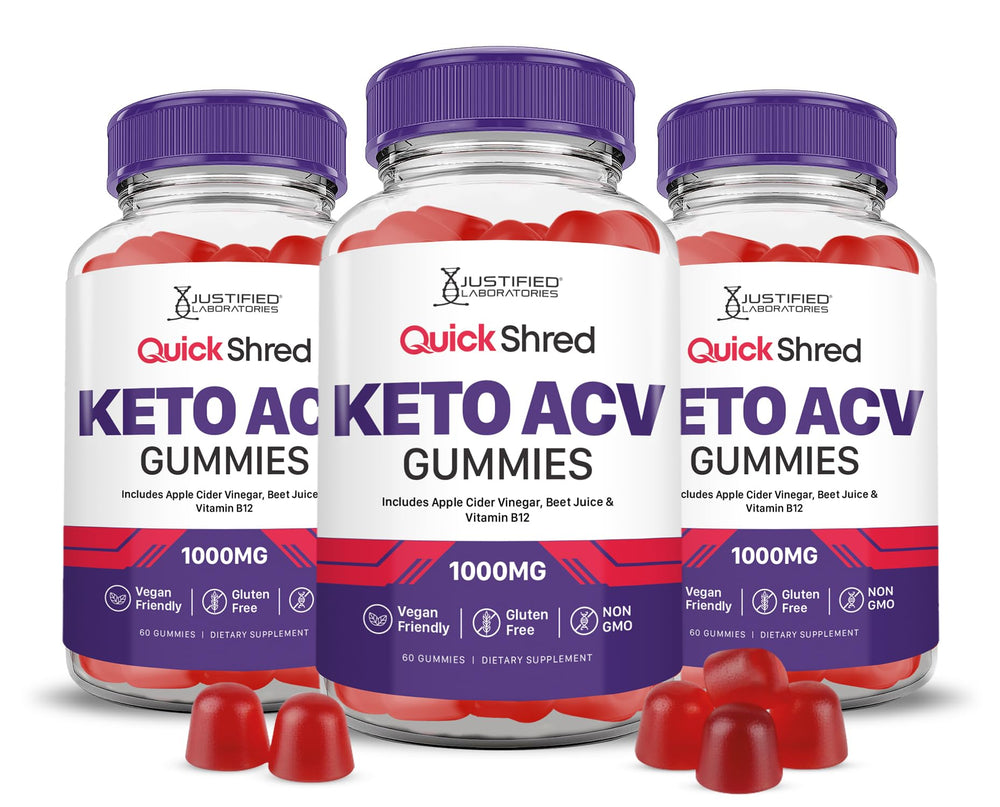 Justified Laboratories Quick Shred Keto ACV Gummies bottle for convenient daily nutrition with flavor