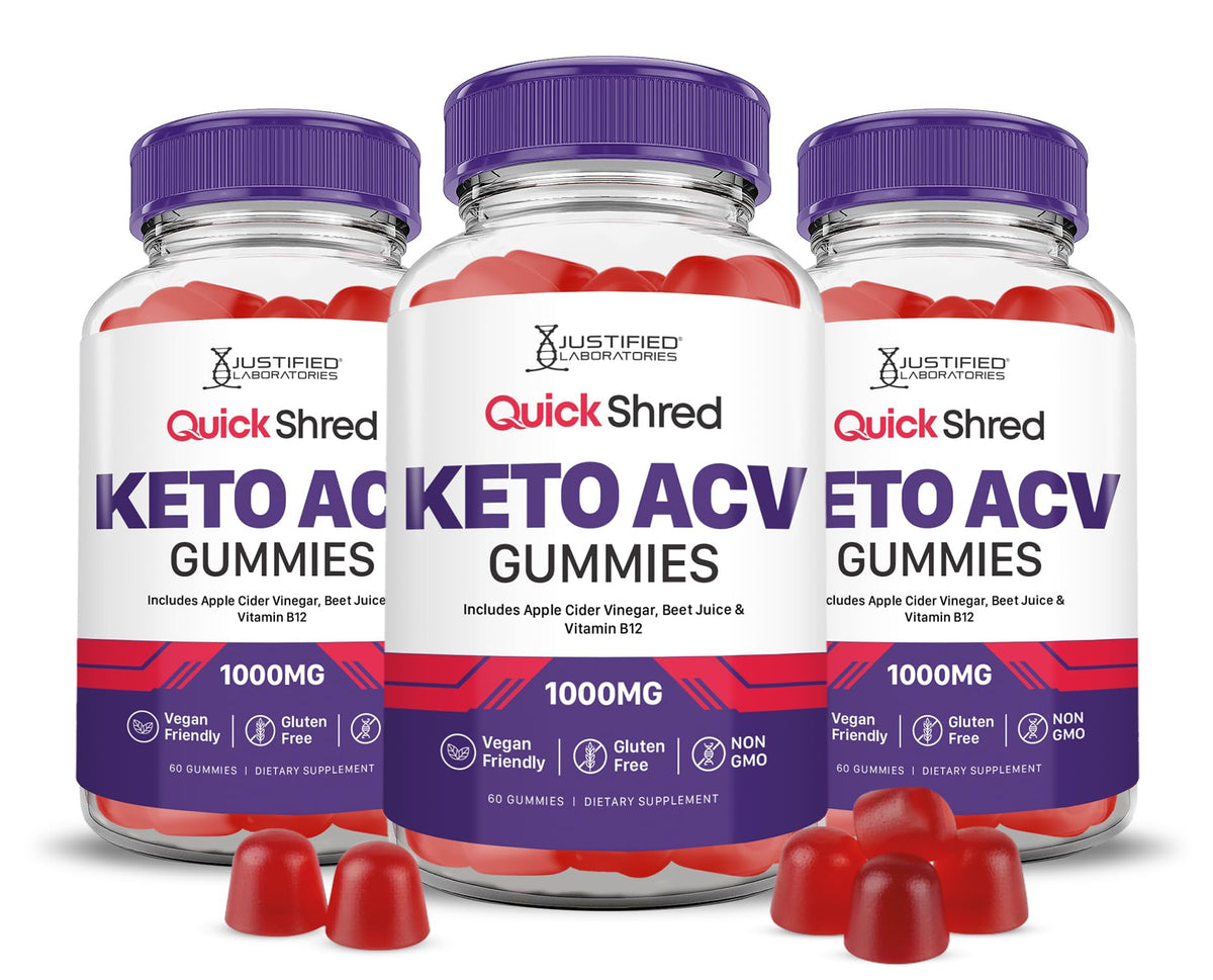 Justified Laboratories Quick Shred Keto ACV Gummies bottle for convenient daily nutrition with flavor