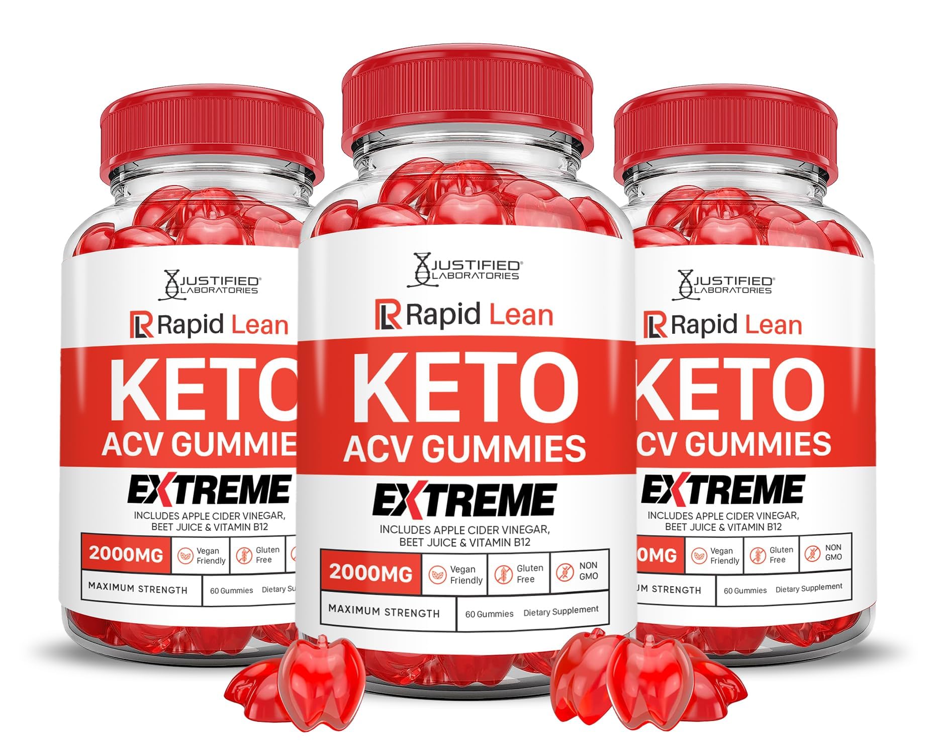 Justified Laboratories Rapid Lean Keto ACV Gummies hero pack for easy daily use