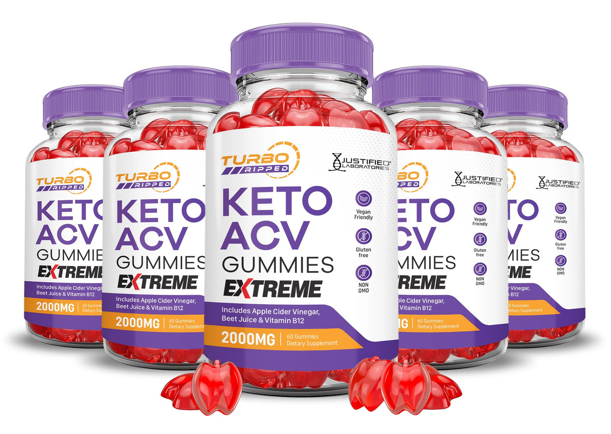 Justified Labs Turbo Ripped Keto ACV Gummies close-up showing chewy daily wellness bites