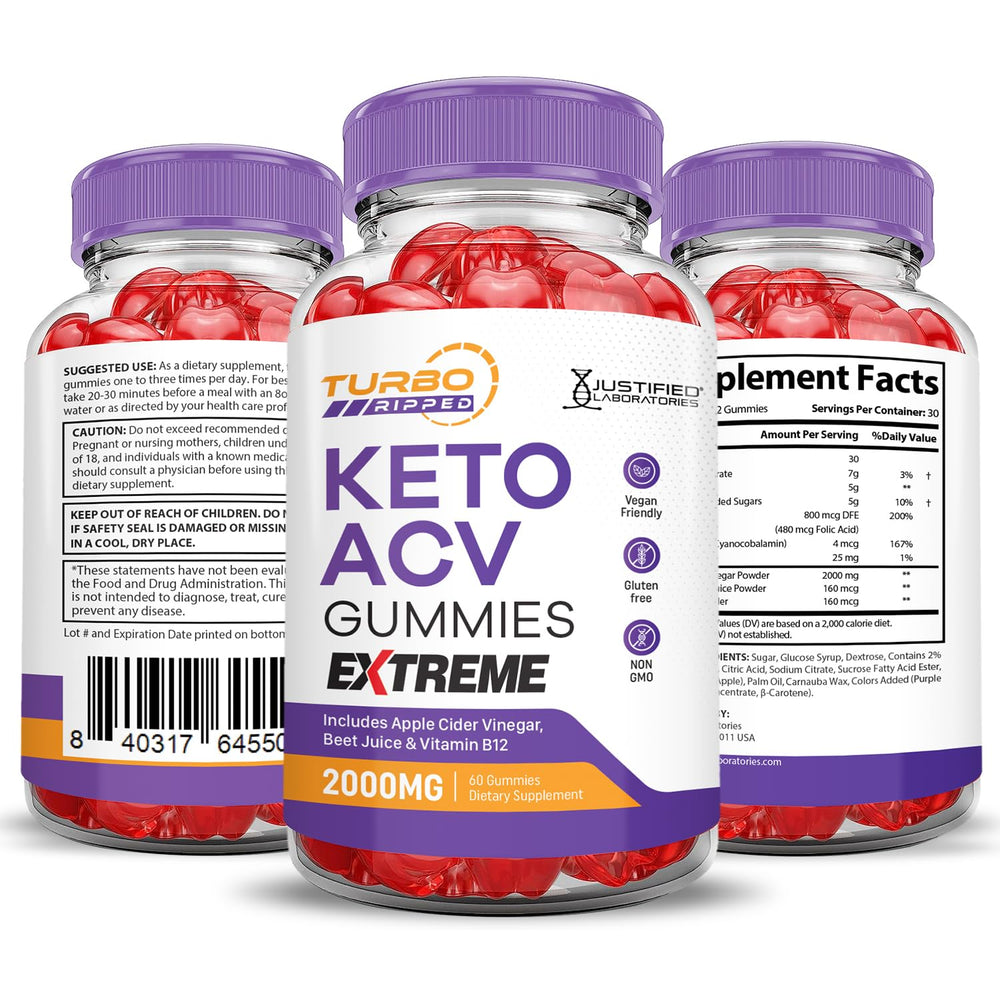 Justified Labs Turbo Ripped Keto ACV Gummies vegan, non-GMO, gluten-free
