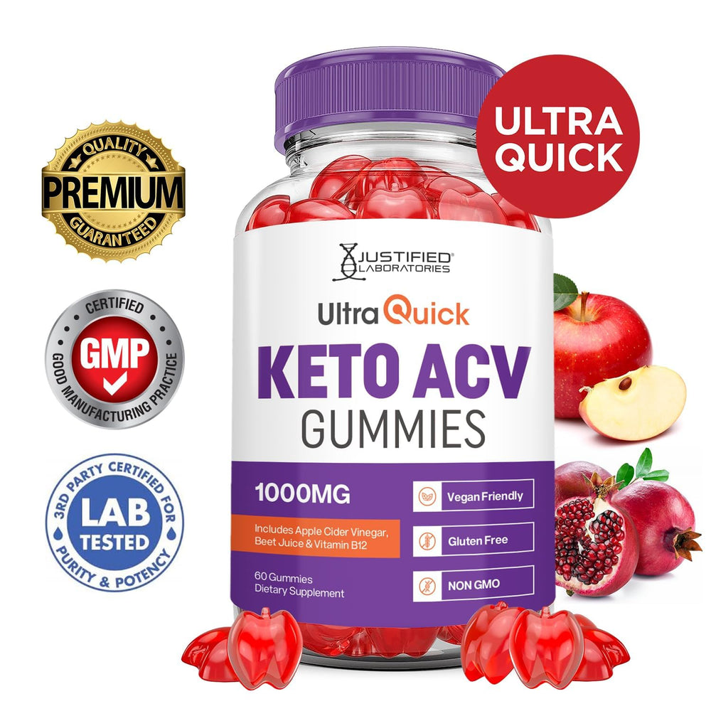 Justified Laboratories Ultra Quick Keto ACV Gummies ingredients beet pomegranate provide vibrant flavor