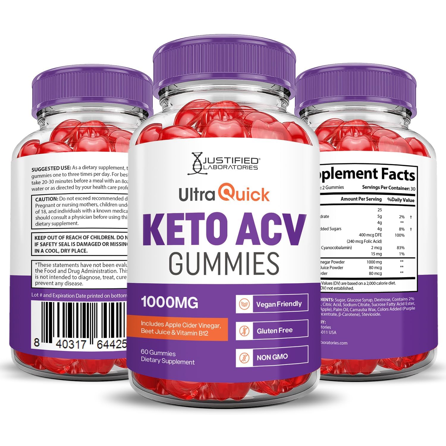 Justified Laboratories Ultra Quick Keto ACV Gummies safety testing and quality