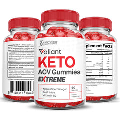 Justified Laboratories Valiant Keto ACV Gummies nutrition facts label close-up