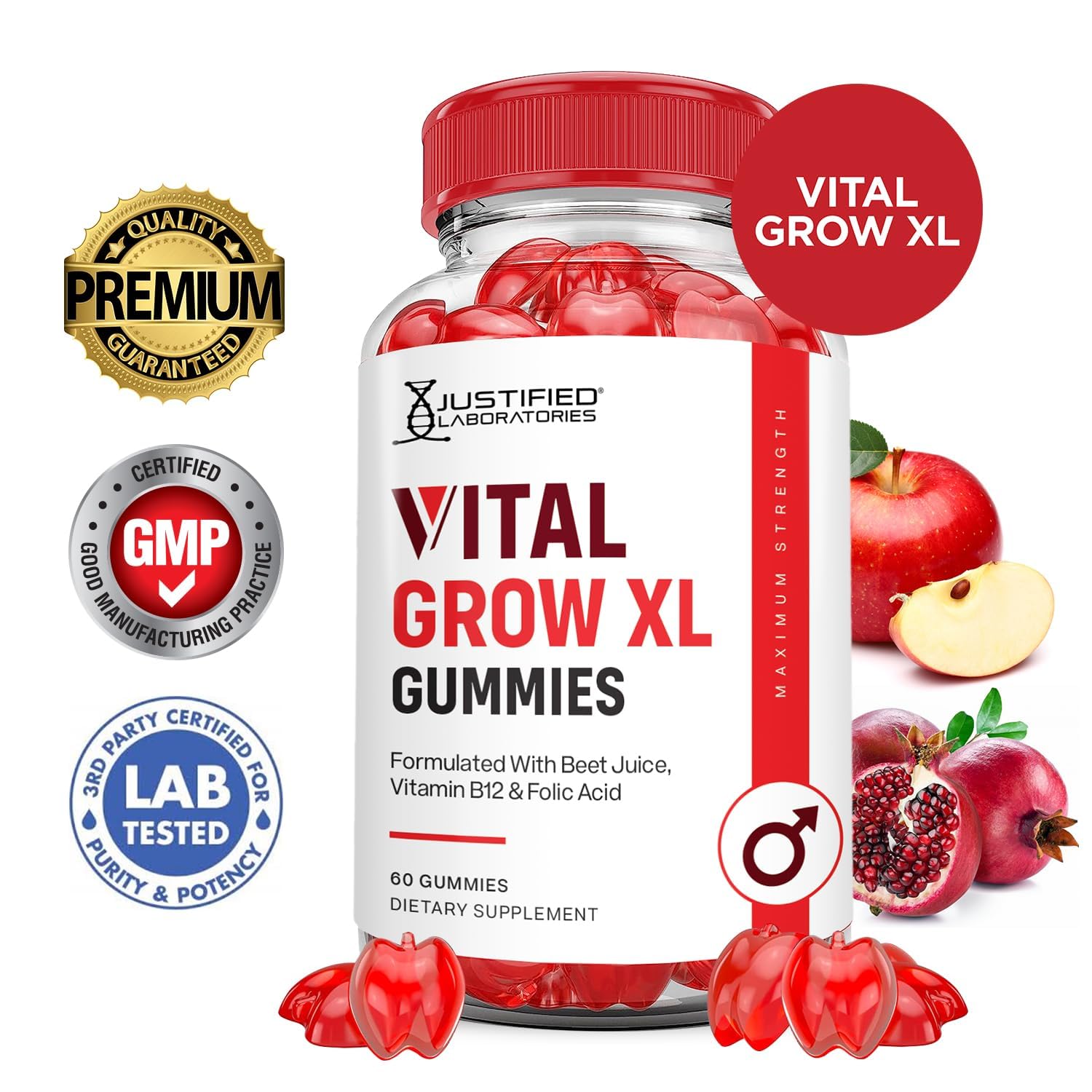 Justified Laboratories Vital Grow XL beet juice powder closeup for natural color and nutrition.