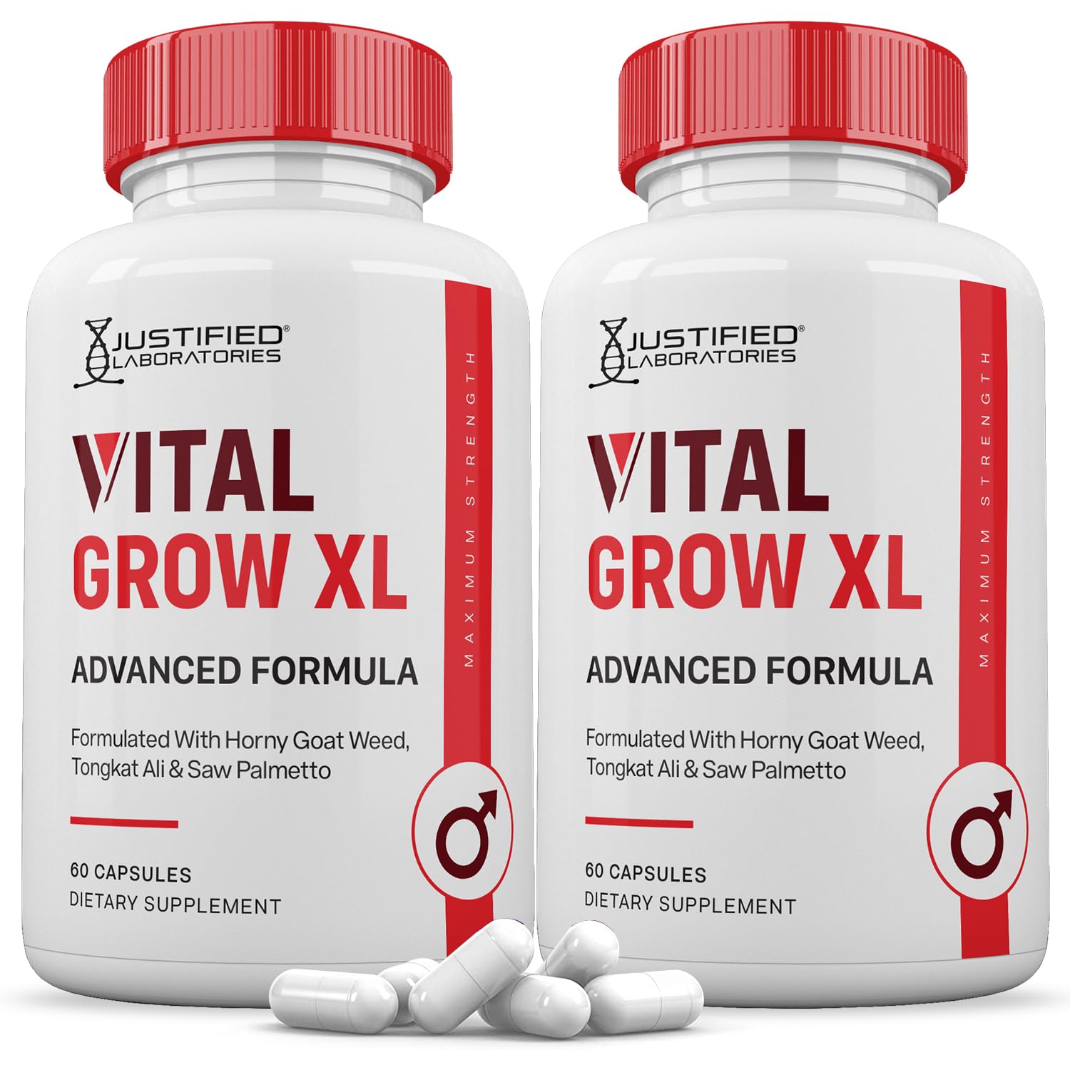 Justified Laboratories Vital Grow XL bottle front view for daily wellness support.