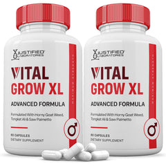 Justified Laboratories Vital Grow XL bottle front view for daily wellness support.