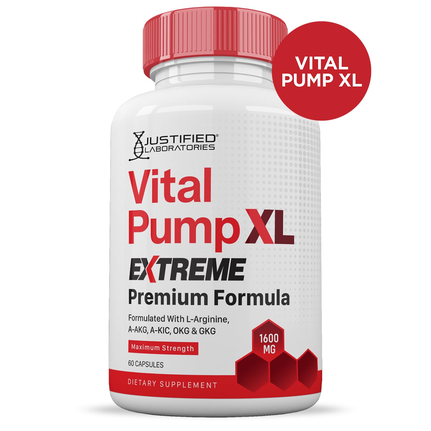Justified Laboratories Vital Pump XL Extreme pills closeup for easy daily intake