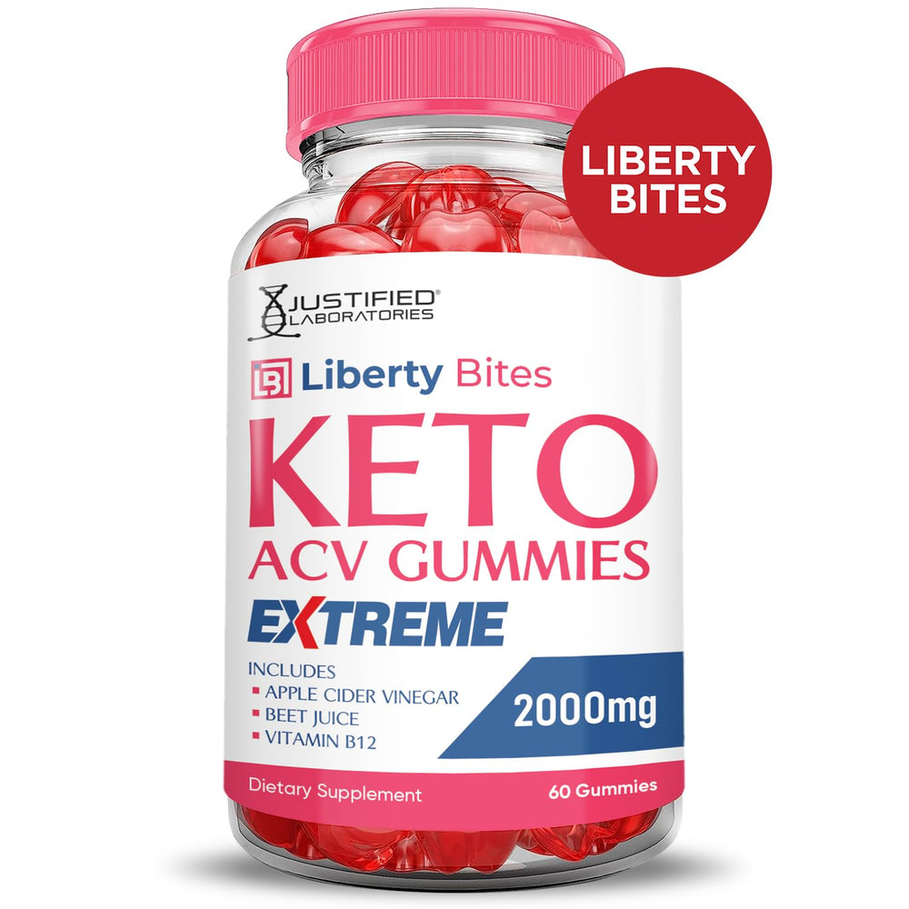 Justified Laboratories Liberty Bites Keto ACV Gummies packaging on shelf for convenient daily use.