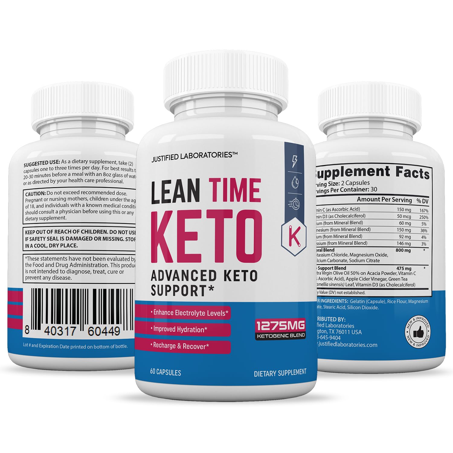 Supplement facts panel highlighting 1275MG potency.