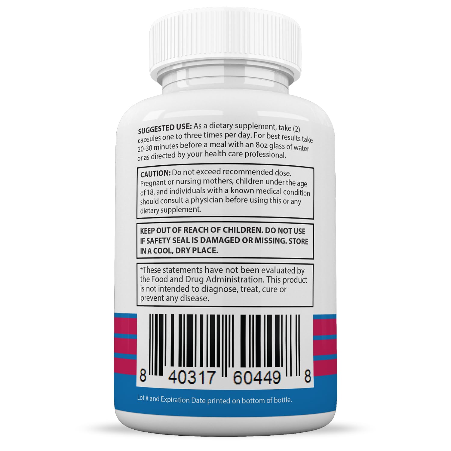 Serving suggestion with water and capsules before meals.