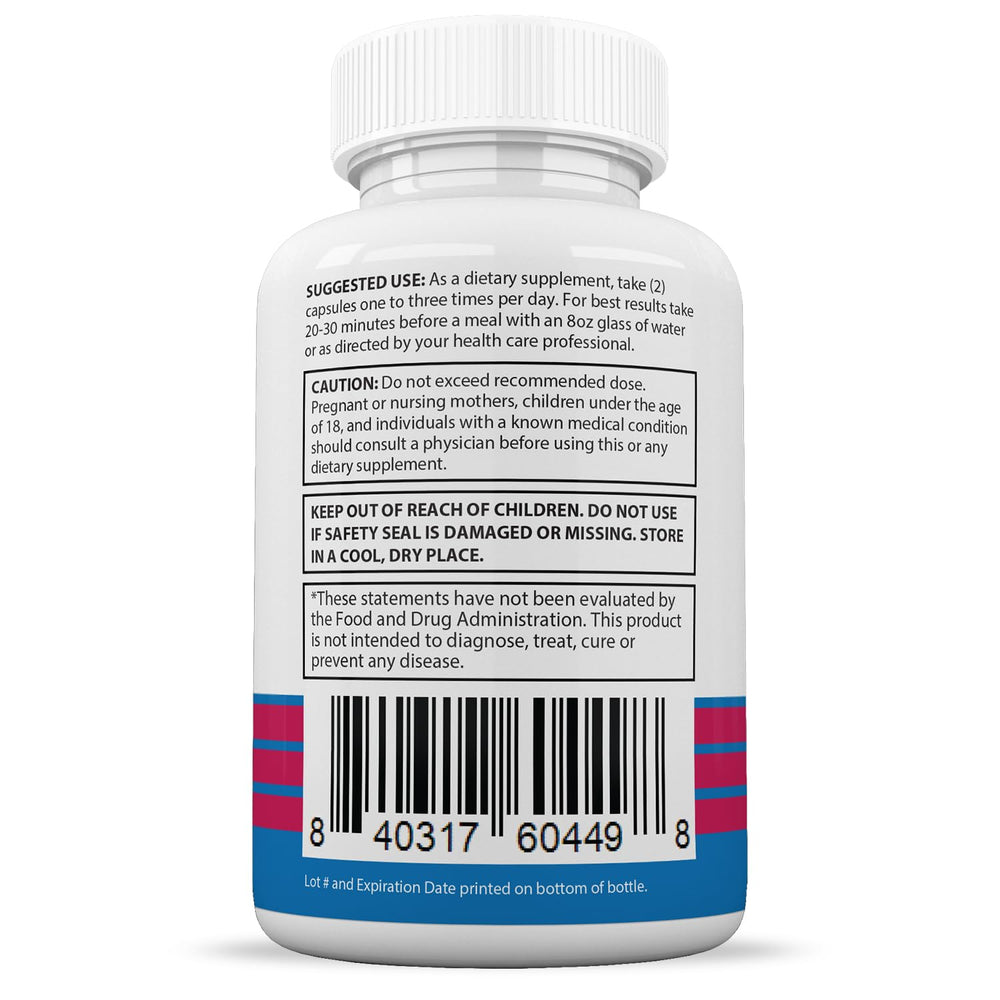 Serving suggestion with water and capsules before meals.