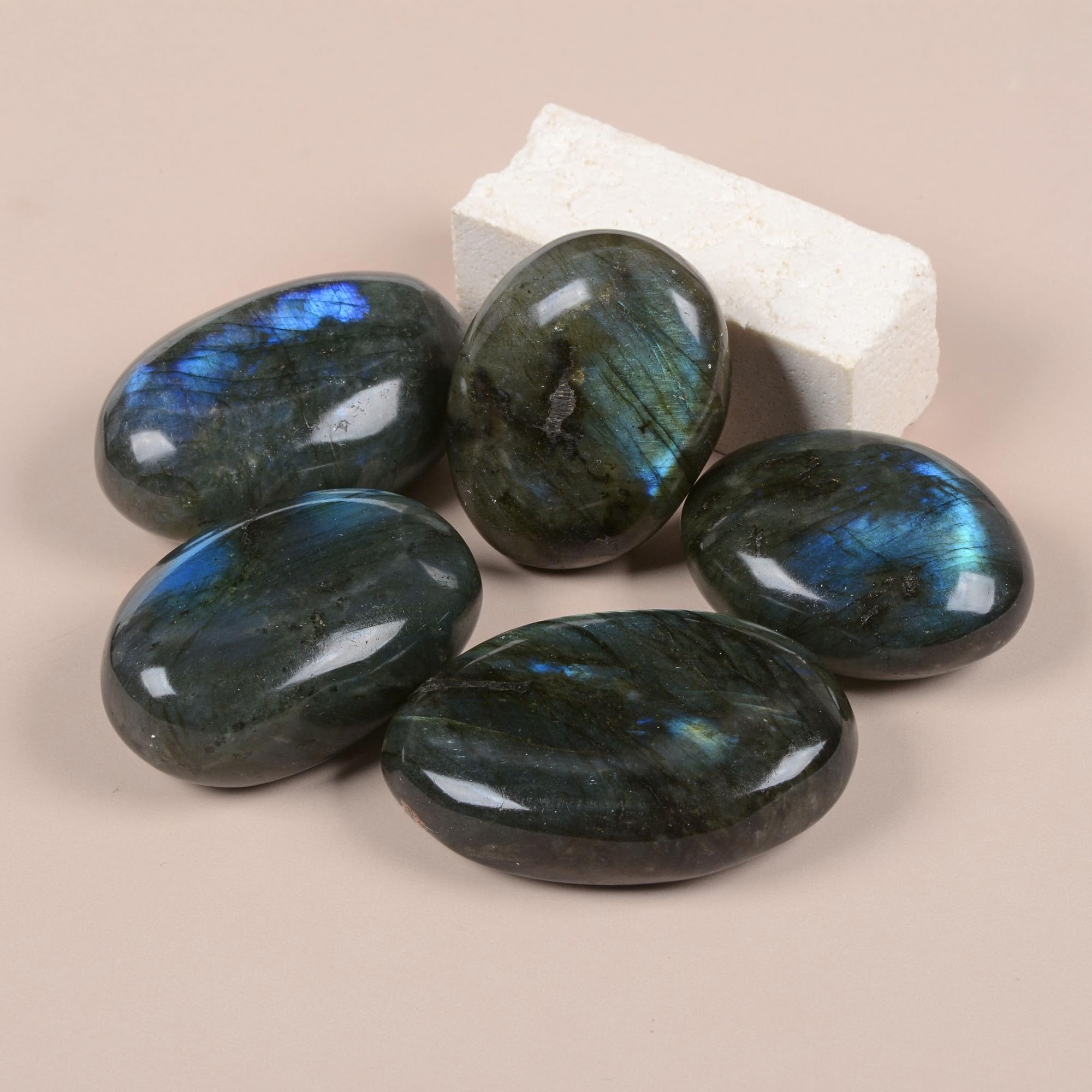 Justinstones Labradorite tumbled polished pocket stone enhances meditation spaces.