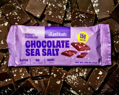 JUSTNOSH bar ingredients highlight gluten-free and dairy-free recipe.