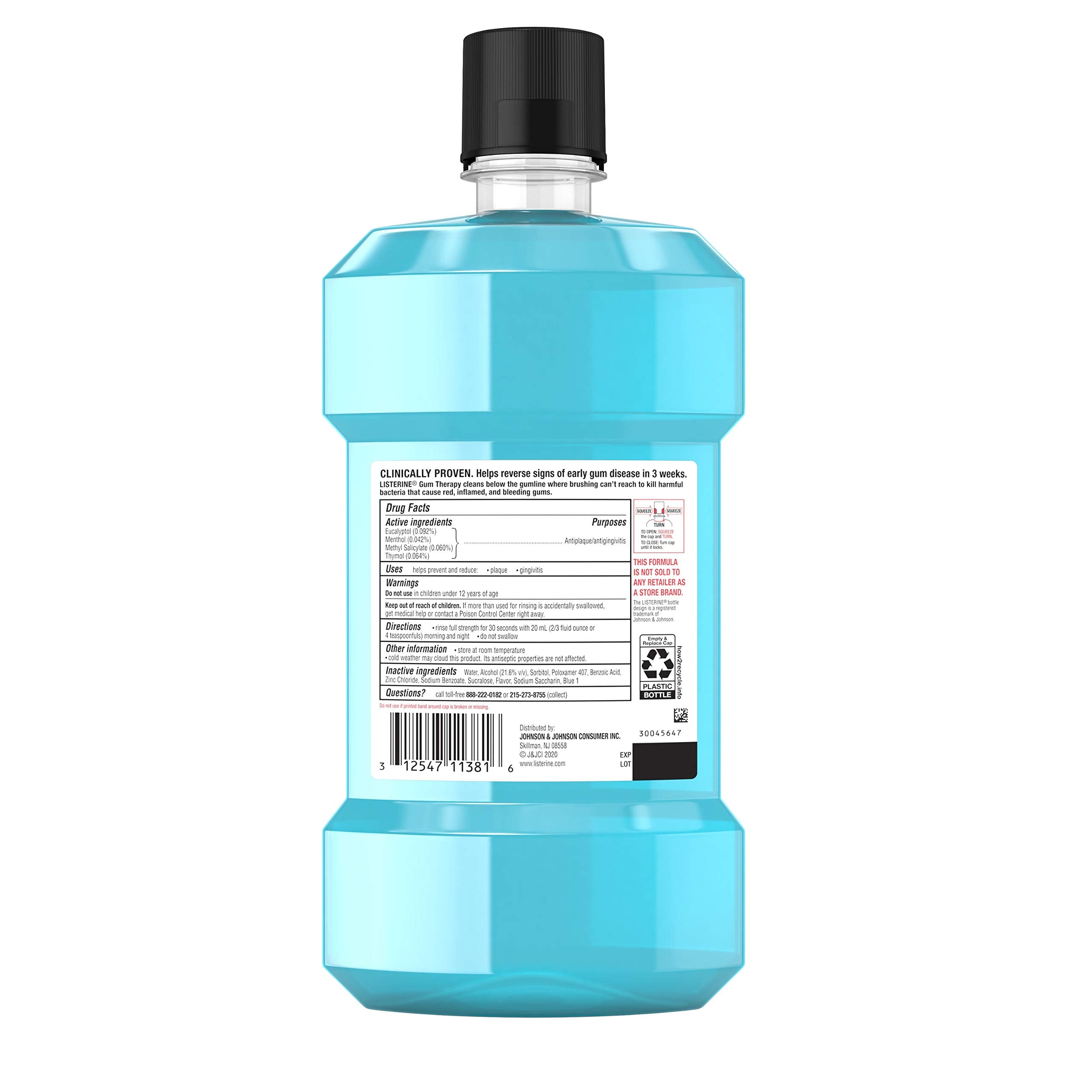 JUSTSWAGDDEEFF Listerine Gum Therapy Glacier Mint 1L bottle cap showing secure freshness