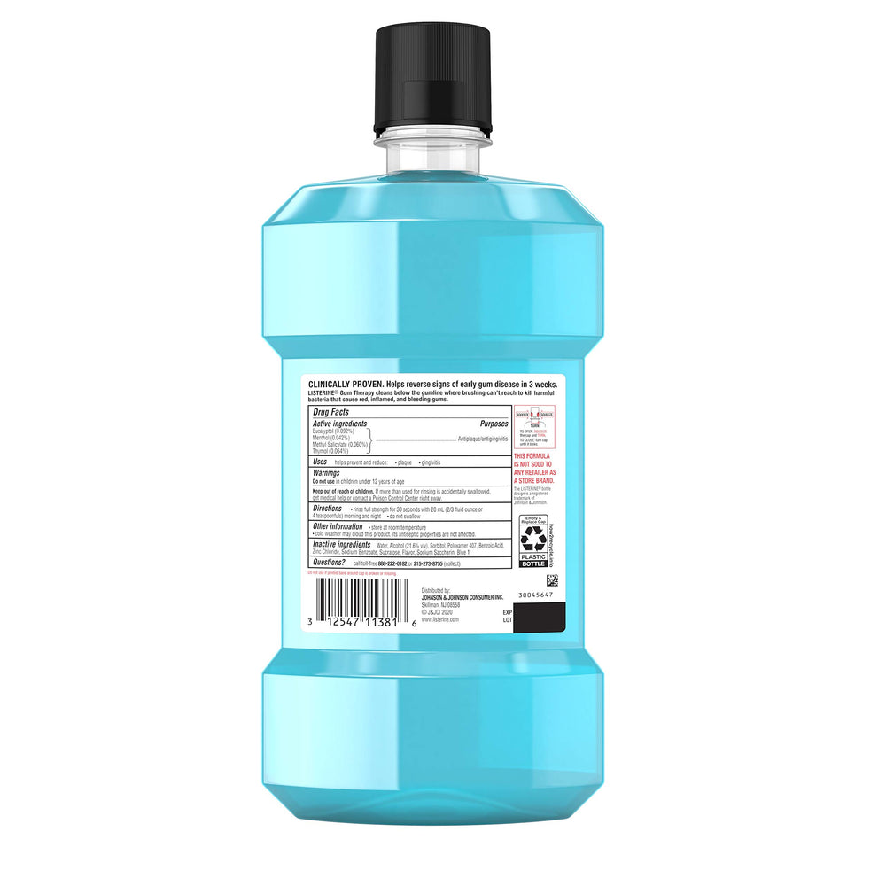 JUSTSWAGDDEEFF Listerine Gum Therapy Glacier Mint 1L bottle cap showing secure freshness