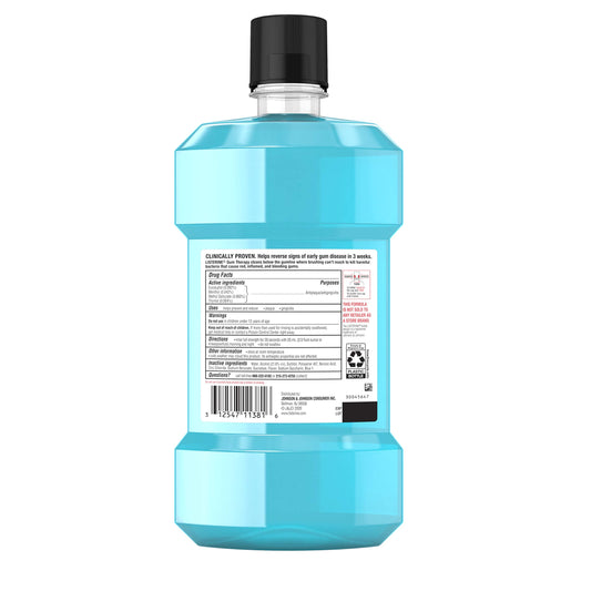 JUSTSWAGDDEEFF Listerine Gum Therapy Glacier Mint 1L bottle cap showing secure freshness