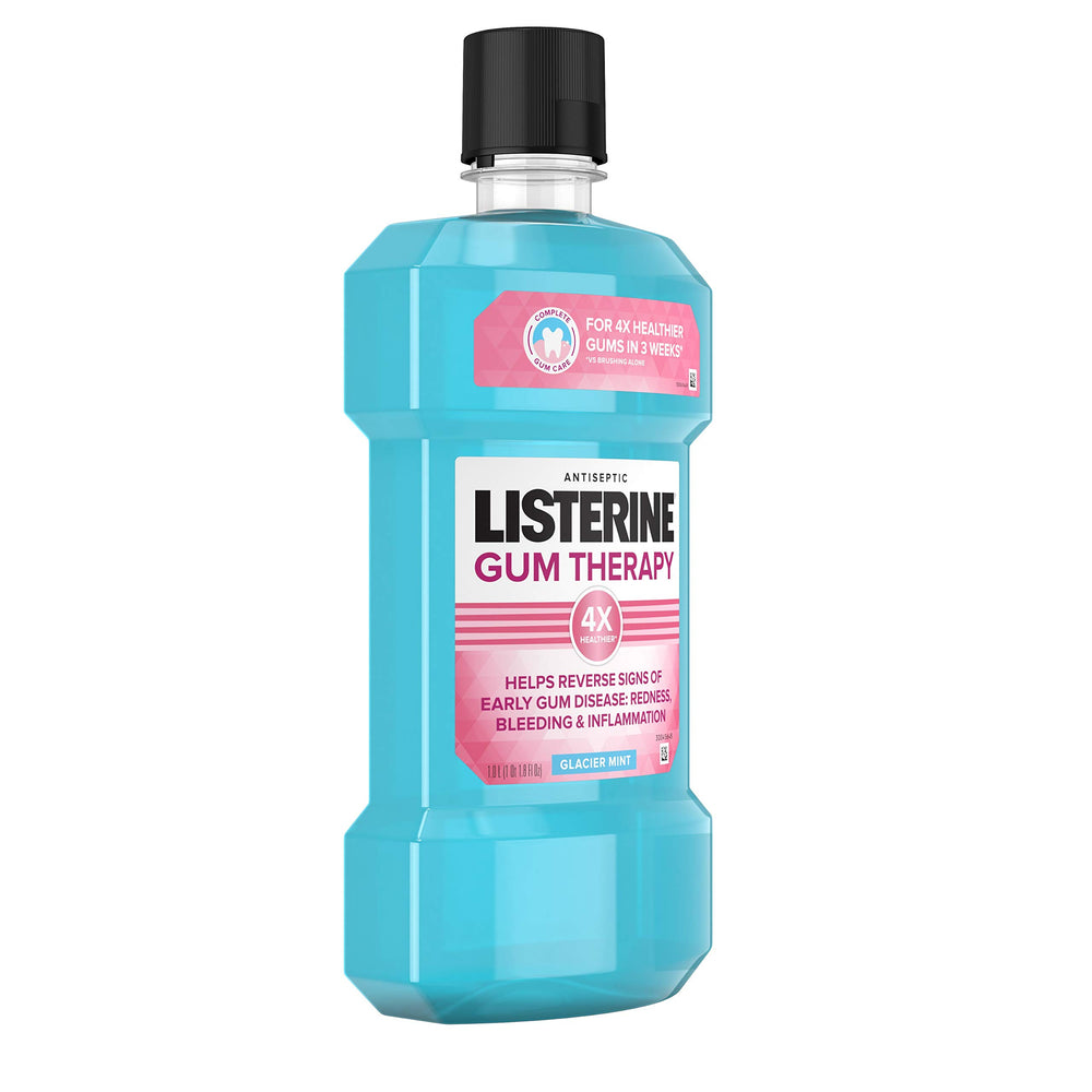 JUSTSWAGDDEEFF Listerine Gum Therapy Glacier Mint label close-up shows usage guidance