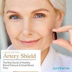 Juvenon Artery Shield packaging displays purity and organically grown seeds.