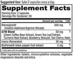 Juvenon BloodFlow-7 instructions card showing daily dosage guidance.