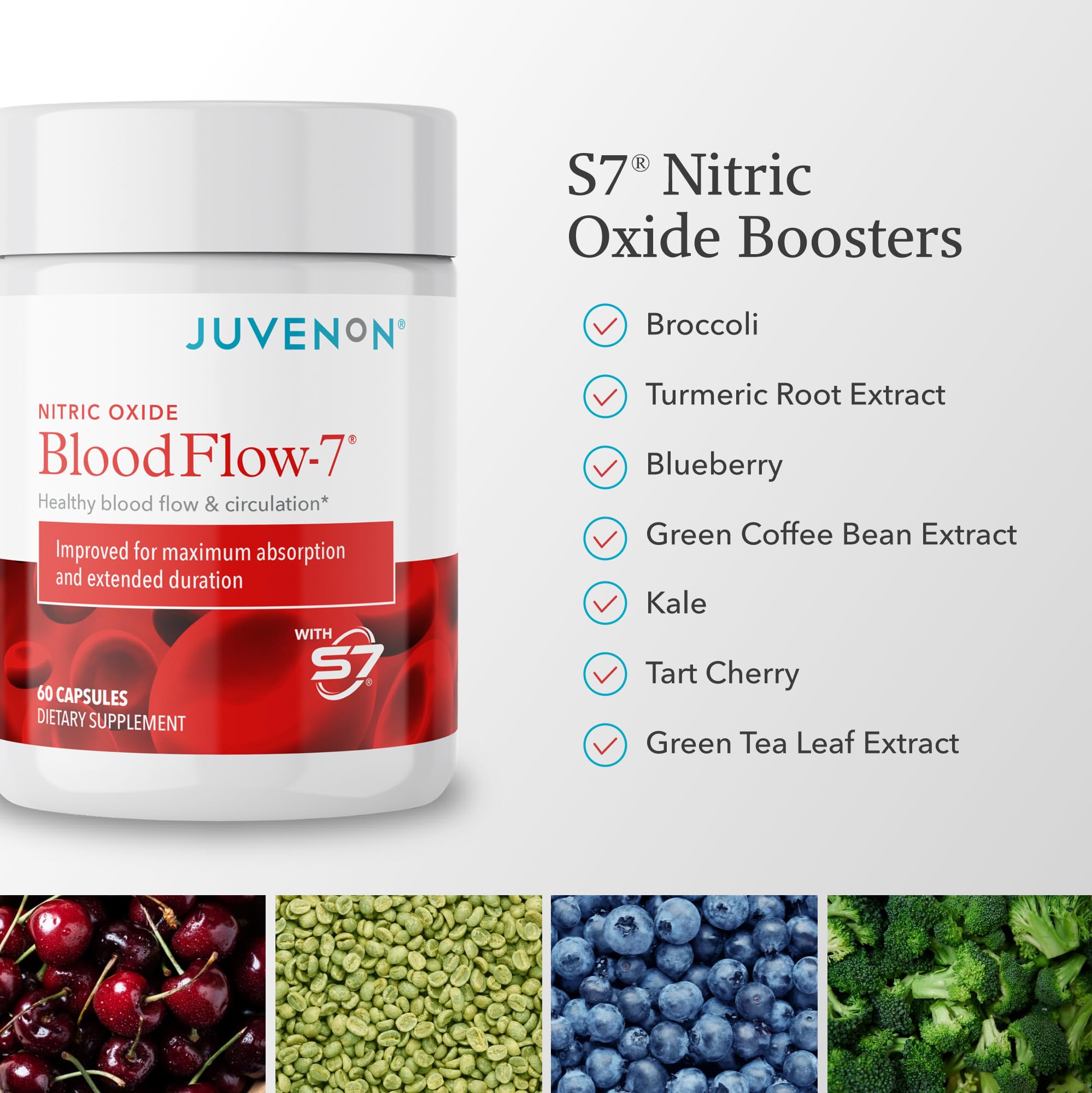 Juvenon BloodFlow-7 serving scoop illustrates easy measurement for consistency.