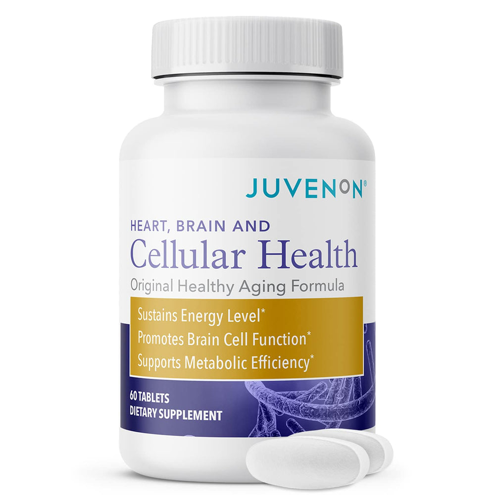 Juvenon Cellular Health bottle pour shows easy daily use for energy and focus.