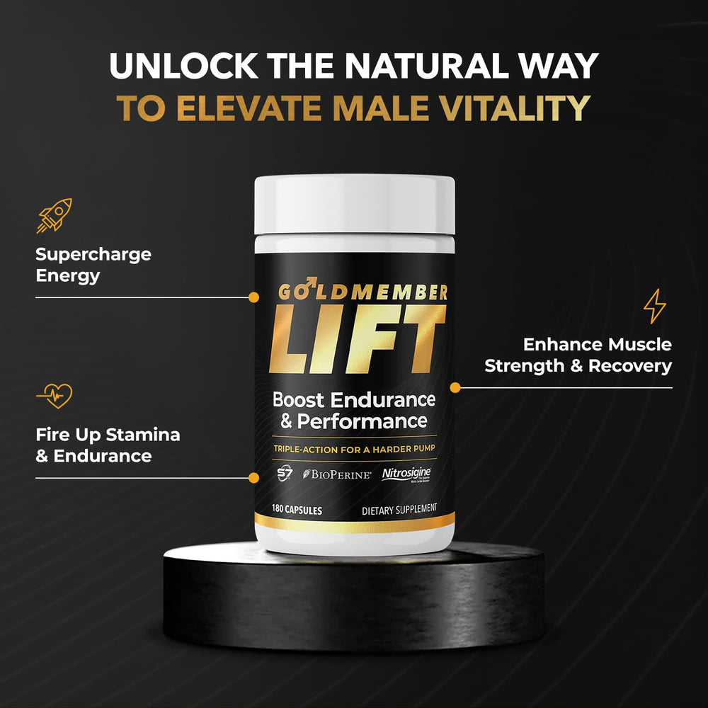 Juvenon GoldMember Lift capsules, showcasing Nitrosigine for improved circulation.