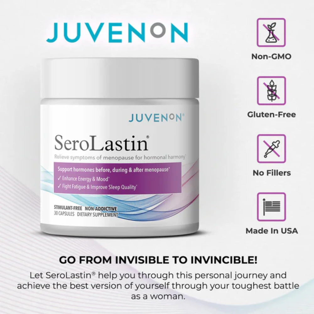 Juvenon menopause energy-clarity supplement image suggesting focus and alertness