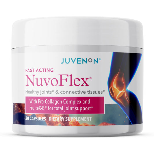 Juvenon NuvoFlex bottle label—clear joint support ingredients at a glance.