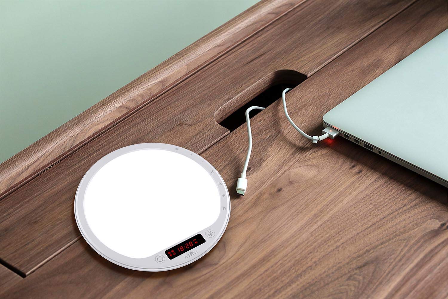 JUXLamp wall-mount option for space-saving placement.