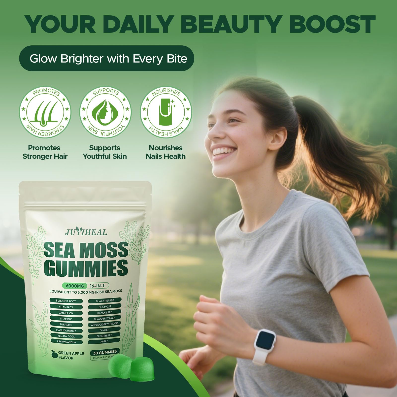 JUYIHEAL Manuka honey bottle complements sea moss blend for natural sweetness