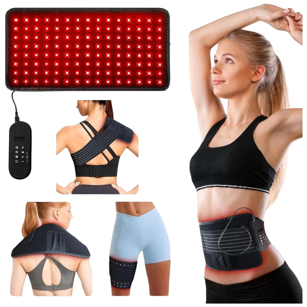 JWAY red light therapy belt front view, compact design for home use and comfort.