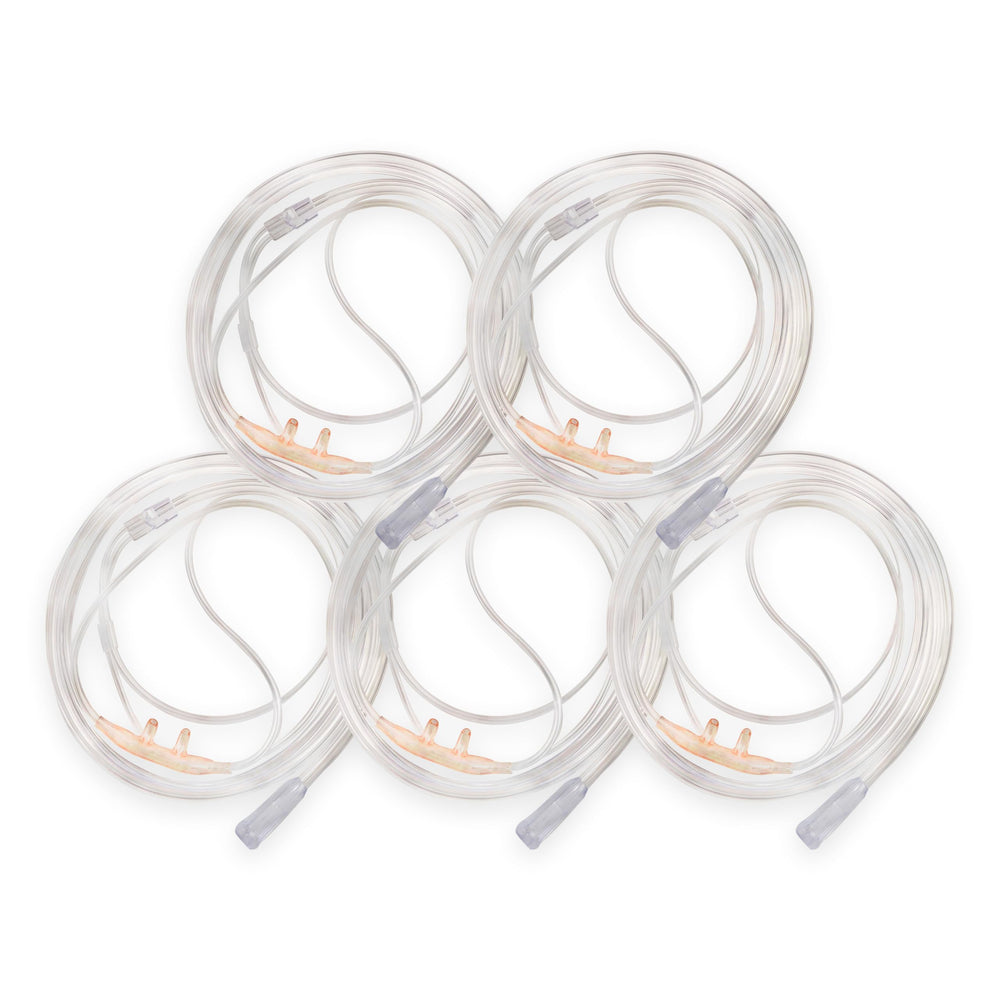 JWYN Salter Style adult nasal cannula with 50 ft tubing, 5-pack, for uninterrupted comfort