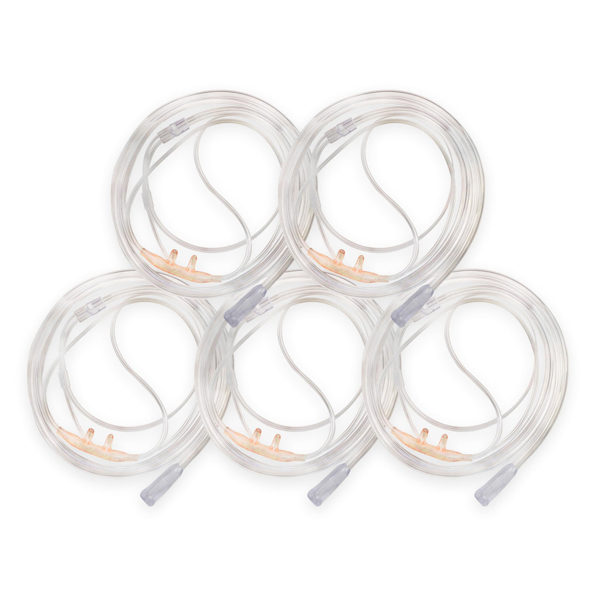 JWYN Salter Style adult nasal cannula with 50 ft tubing, 5-pack, for uninterrupted comfort