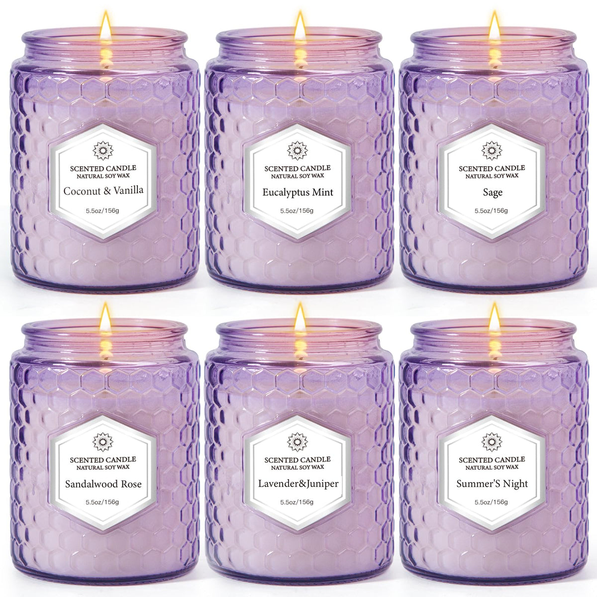 JXDLSQ six pack aromatherapy candles in packaging for gifting and mood enhancement.