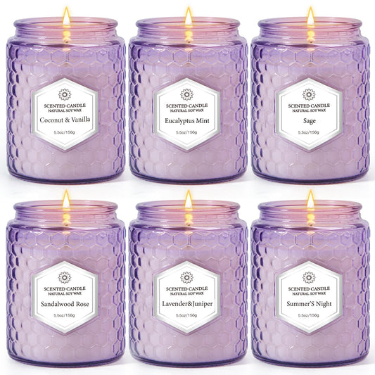 JXDLSQ six pack aromatherapy candles in packaging for gifting and mood enhancement.