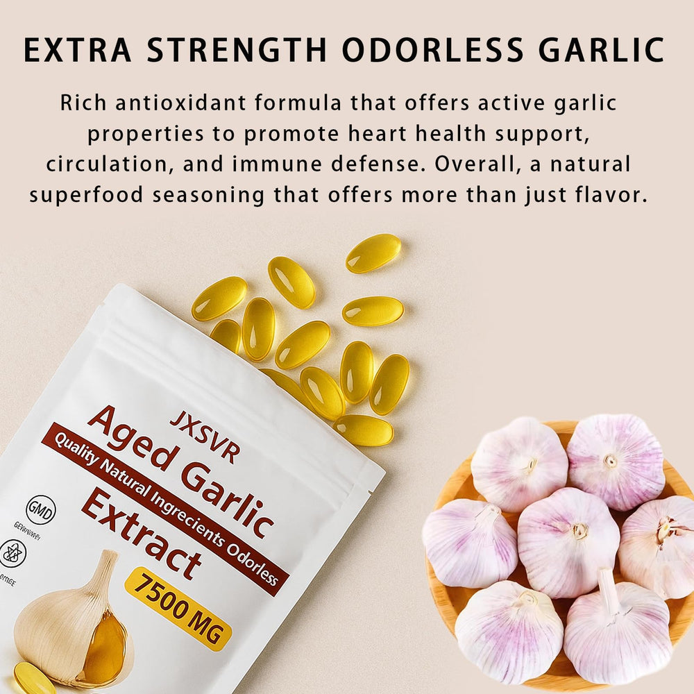 Ingredient label of JXSVR aged garlic extract with concentrate details