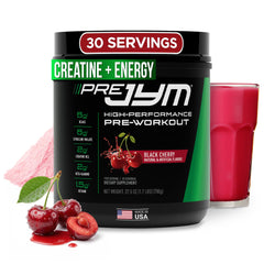 JYM Pre-JYM Black Cherry bottle ready for pre-workout energy support