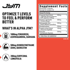 Alpha JYM ingredients panel close-up highlighting transparent formulation.