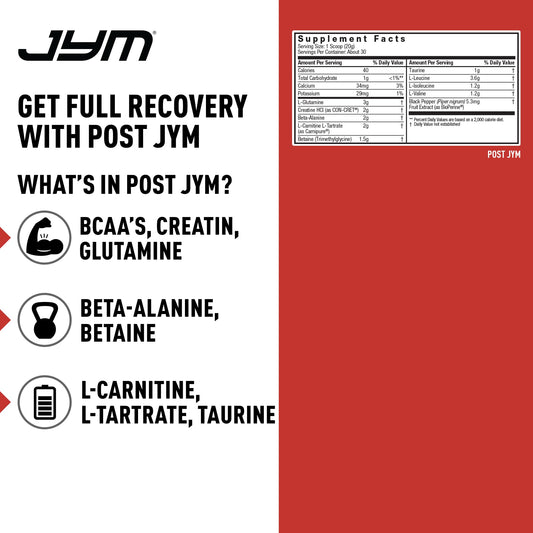 Post JYM Active Matrix scoop beside shaker for precise post-training dosing