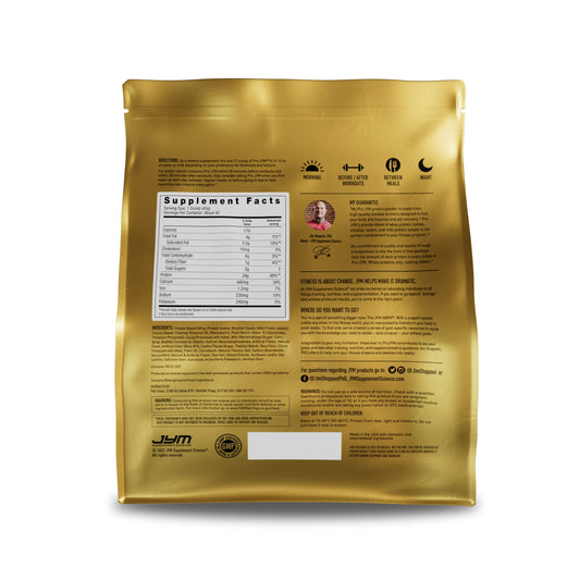 Close-up of the Rocky Road label with clear protein blend details