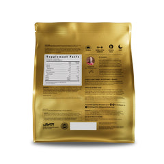 Close-up of the label on Pro JYM Tahitian Vanilla protein powder.