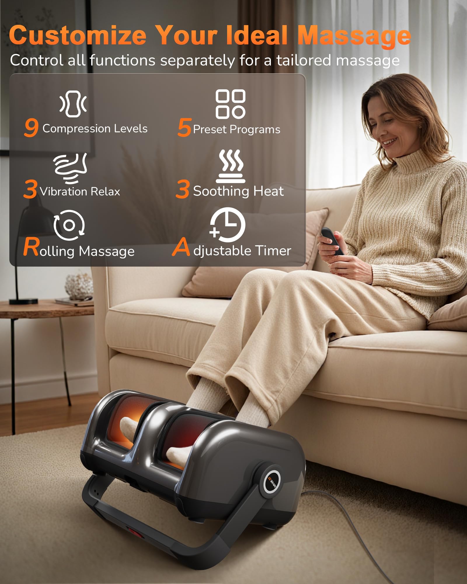 JZBRAIN foot massager heat plates close-up for steady warmth during sessions.