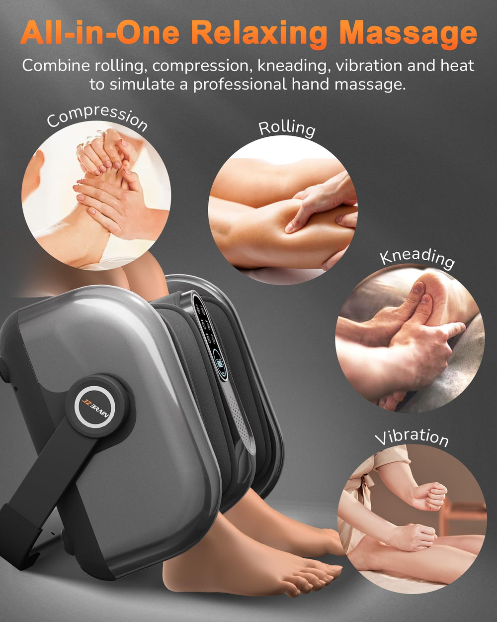 JZBRAIN foot massager in use beside sofa for home relaxation.